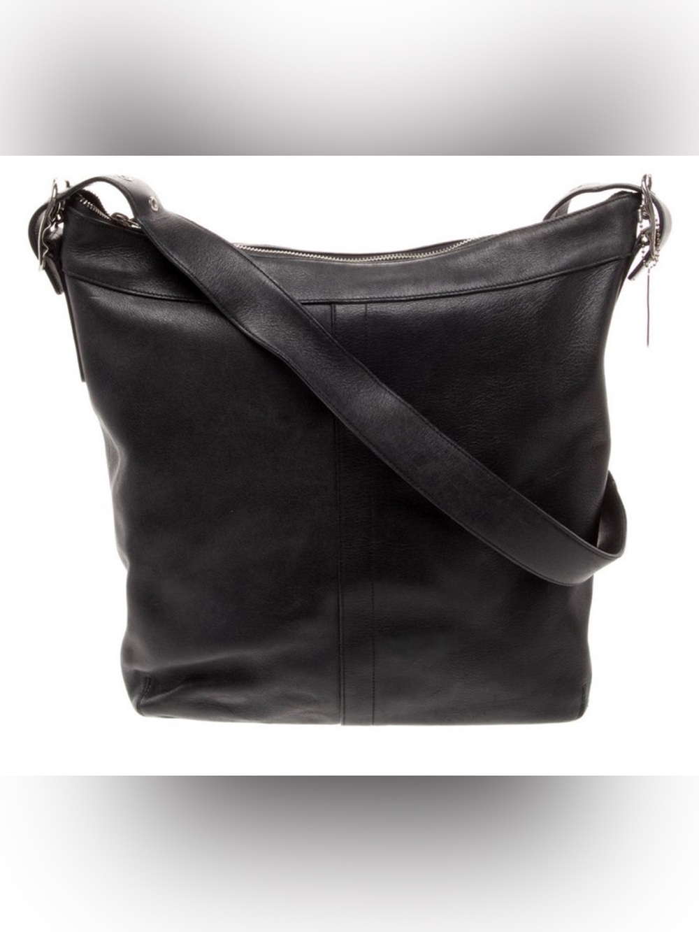 COACH Vintage Y2K Unisex Classic Black Leather Messenger Tote Crossbody Handbag